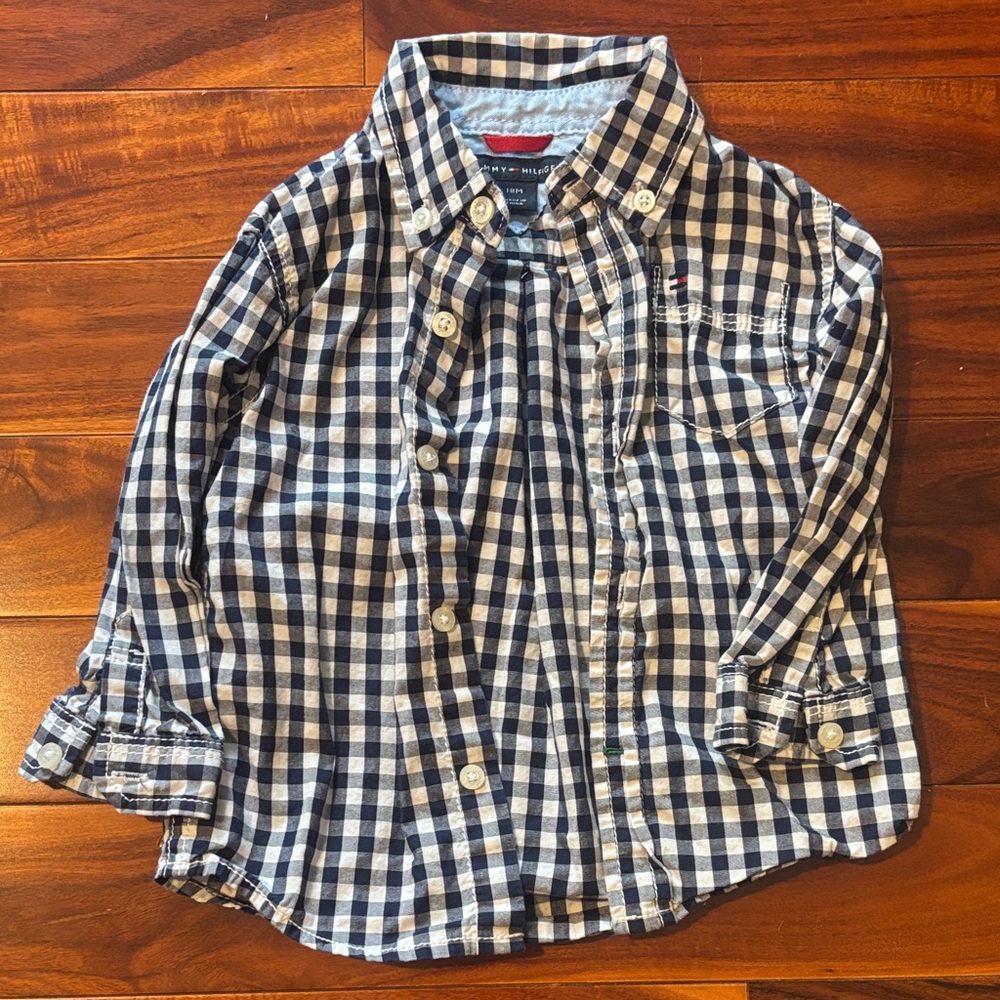 Tommy Hilfiger Boys Navy & White Check Button-Down Shirt
